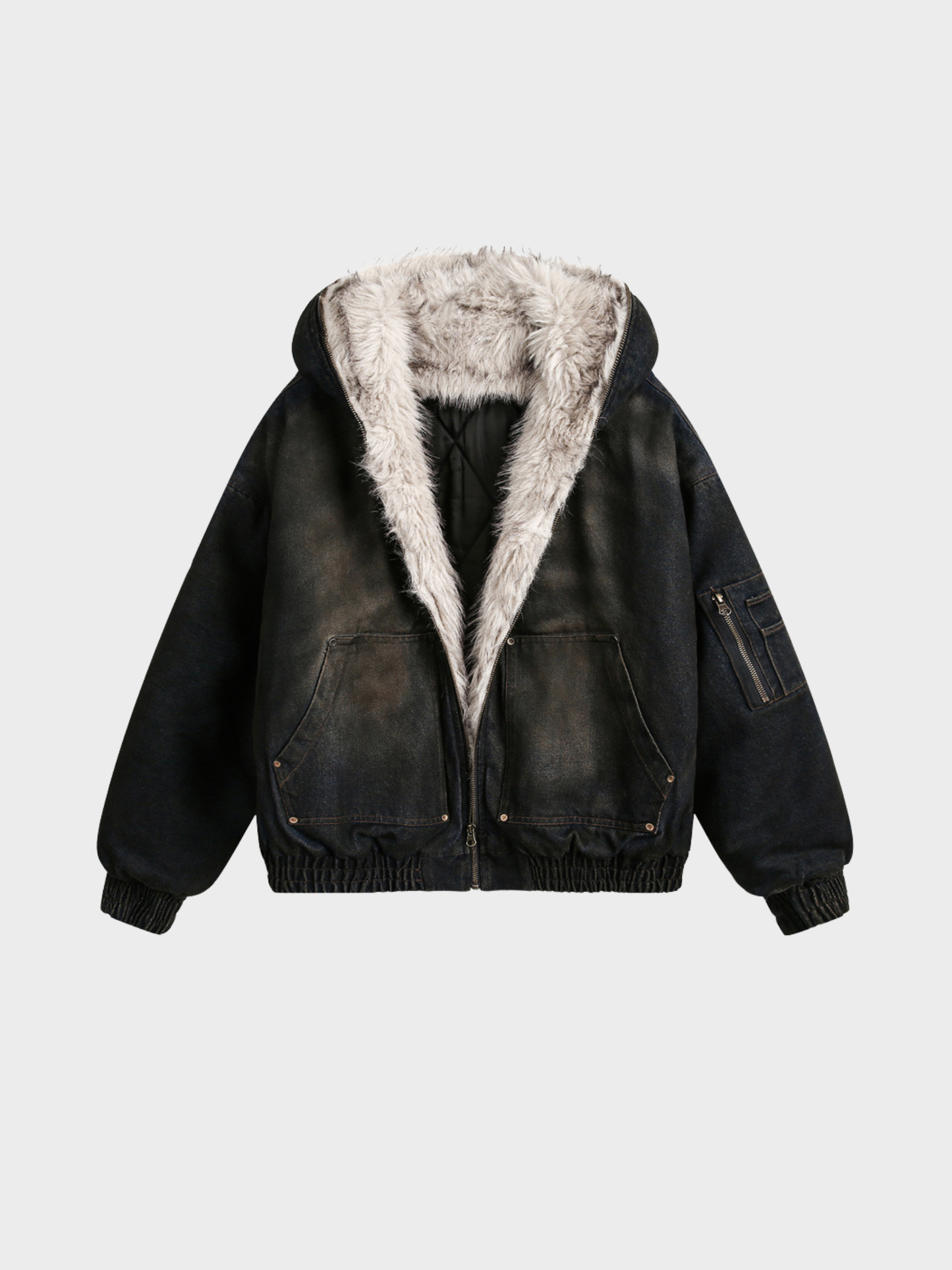 Frosted Relic Fur-Lined Denim Jacket