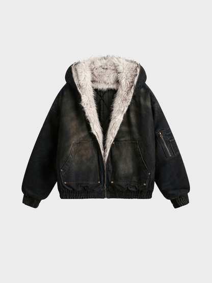 Frosted Relic Fur-Lined Denim Jacket