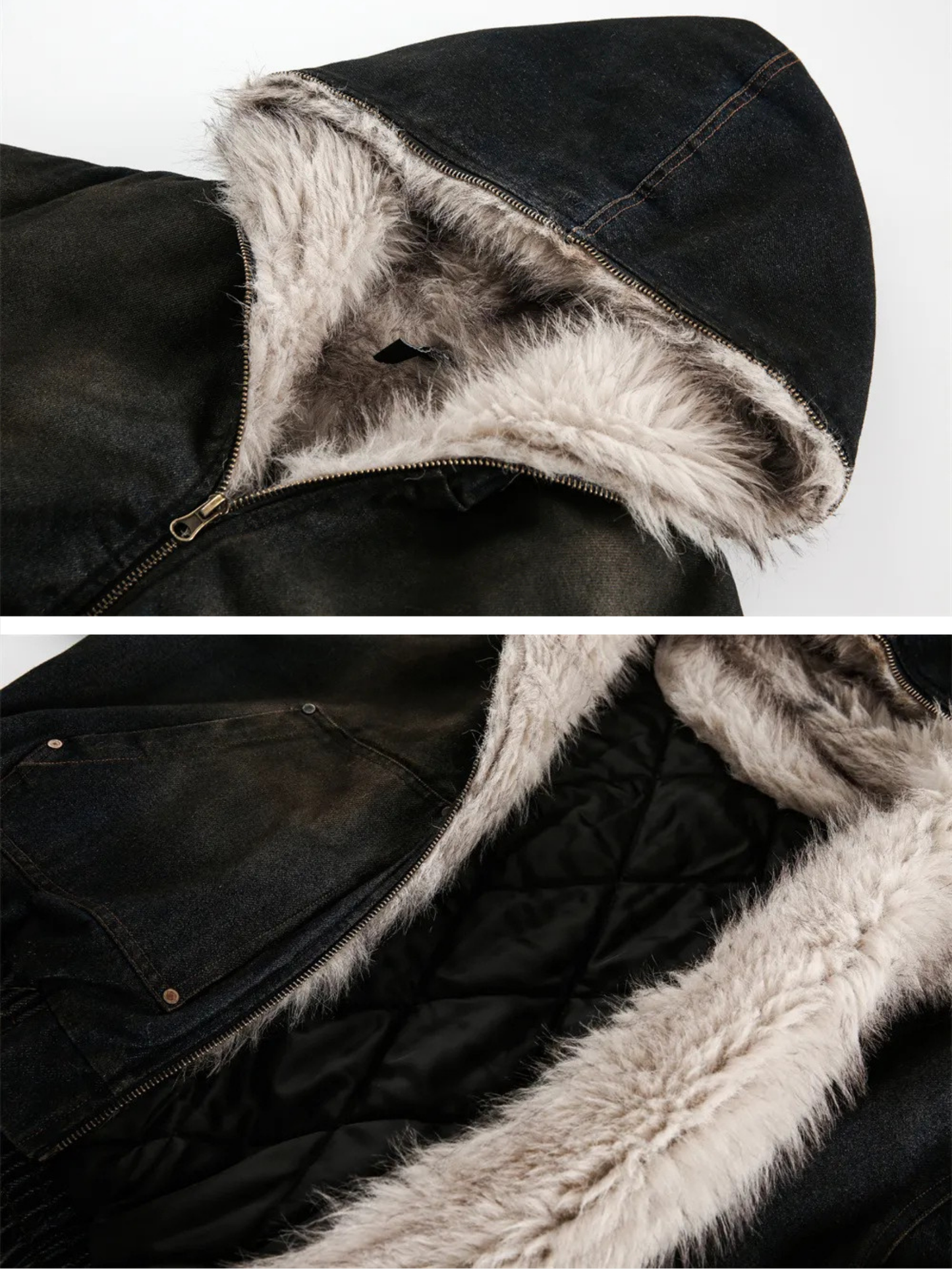 Frosted Relic Fur-Lined Denim Jacket