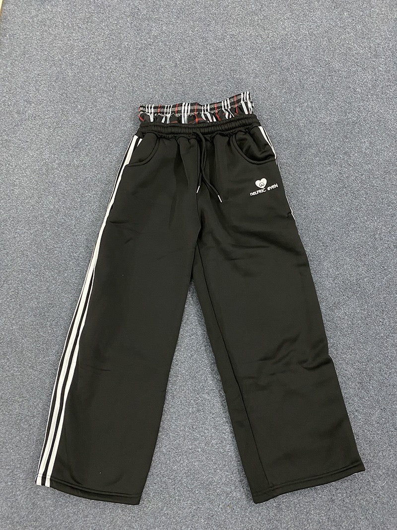 Amalfi Plaid Layer Wide-Leg Sweatpants